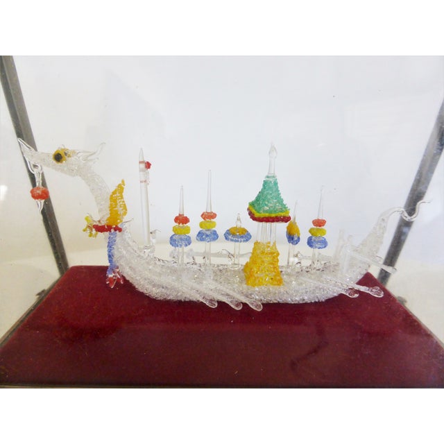 Glass Case with Handmade Viking ship, 1960s For Sale - Image 4 of 9