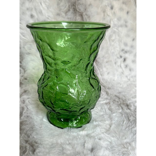 Glass Large Vintage Green Glass Bouquet Vase 1970’s For Sale - Image 7 of 12