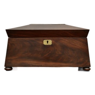 19th Century Flame Mahogany Sarcophagus Tea Caddy For Sale