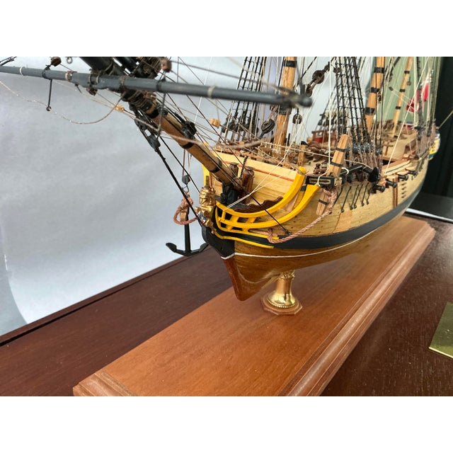 Alan Burghart Scale Model of HMS Rose 1757 Wooden Ship Display Case Handmade For Sale - Image 17 of 17