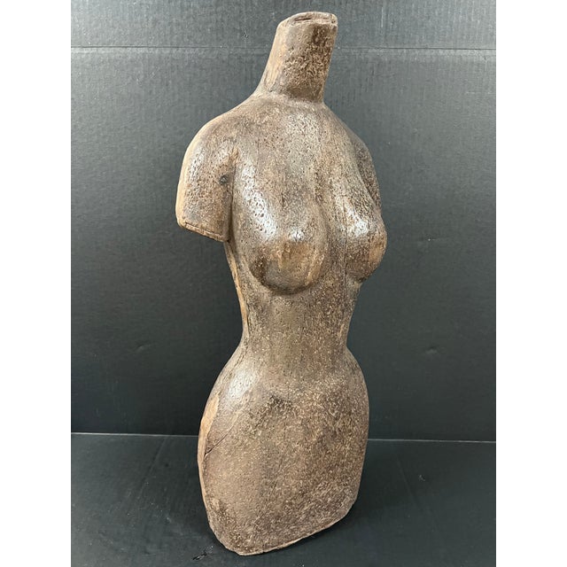 Late 20th Century Late 20th Century Carved Solid Wood Female Torso Sculpture For Sale - Image 5 of 10