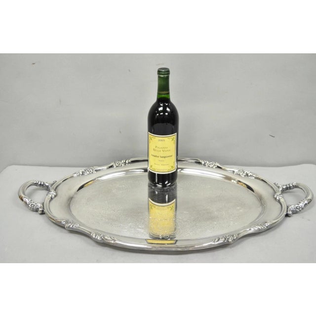 Vintage Reed & Barton 1820 Victorian Silver Plated Oval Serving Platter Bar Tray For Sale - Image 16 of 16