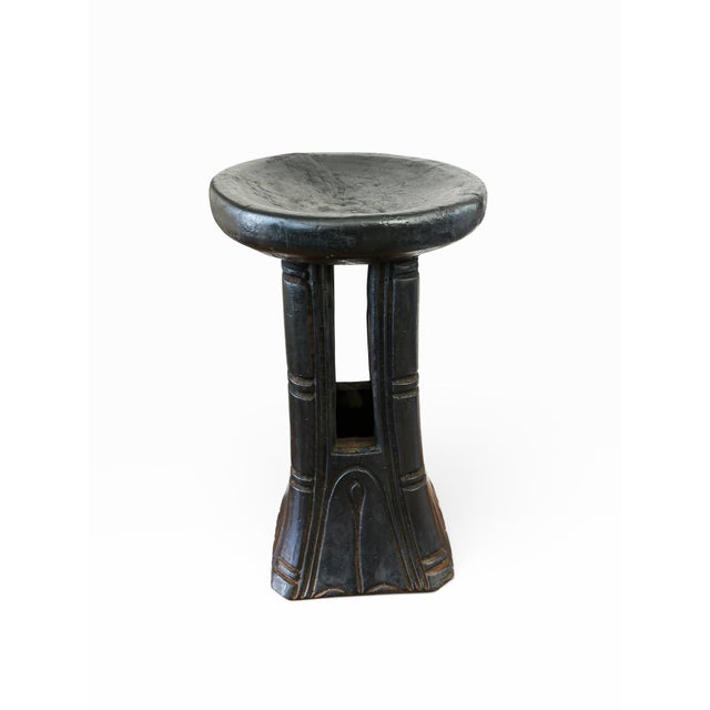 Black Vintage Tribal Nobility Bamileke Stool/Table Cameroon 16" H For Sale - Image 8 of 9