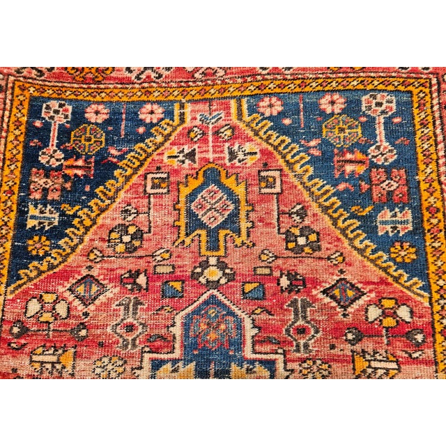 Vintage Persian Malayer Area Rug, Hand-Knotted Wool, Geometric Tribal Pattern, 4x6, Red & Blue For Sale - Image 12 of 16