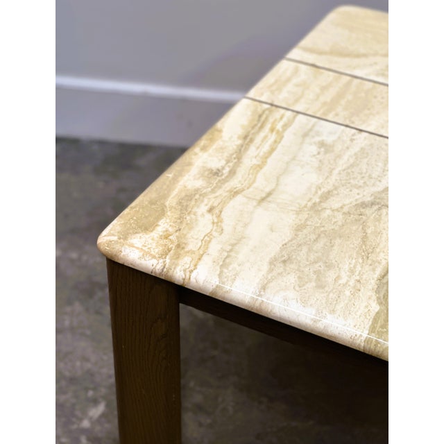 Travertine Coffee Table with Sculptural Top and Oak Base, 1970s For Sale - Image 13 of 15