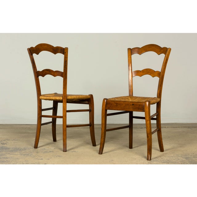 Mid 19th Century Set of 14 Mid-19th Century French Provincial Petite Maple Rush Seat Dining Chairs For Sale - Image 5 of 18