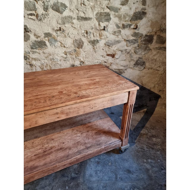 Antique French Pitch Pine Worktable, Early 20th Century For Sale - Image 17 of 18