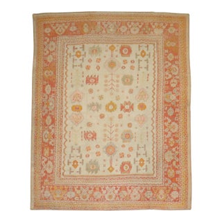 Early 20th Century Antique Zabihi Collection Ivory Turkish Oushak Carpet - 8'8" x 10'8" For Sale