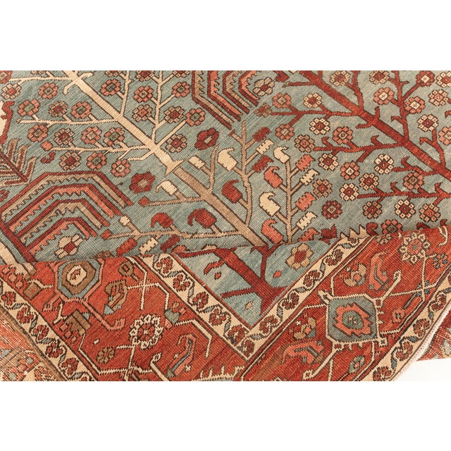 One-of-a-kind Antique Persian Bakshaish Rug in Beige, Blue, Brown, Green and Pink BB7588 10'0" × 12'2"