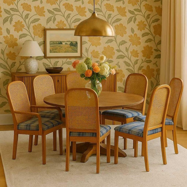 1980s Postmodern Cane Back Dining Chairs by Douglas, Set of 6, 1980s For Sale - Image 5 of 18