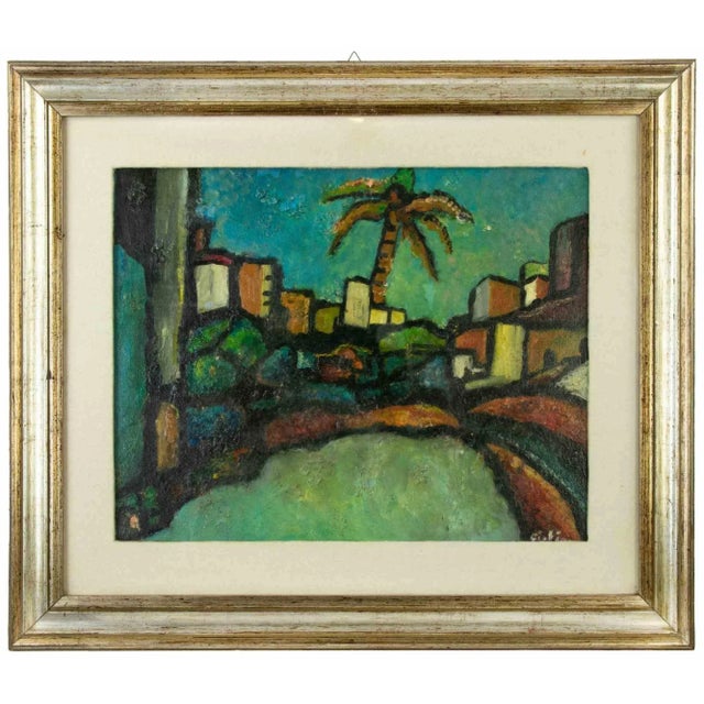 1980s Lello Barresi, Sicilian Landscape, Oil on Canvas, 1980s For Sale - Image 5 of 5