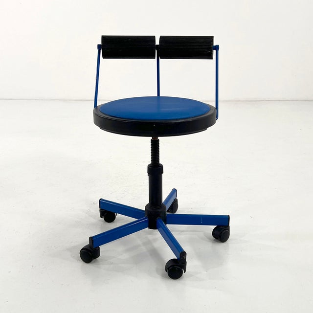 Postmodern Adjustable Blue Desk Chair from Bieffeplast, 1980s For Sale - Image 3 of 11