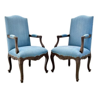 Louis XV Head Chair in Wood and Upholstery For Sale