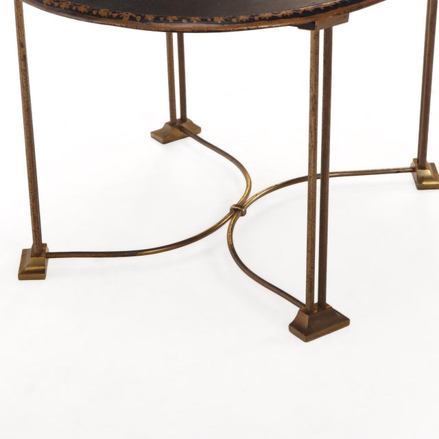 Toile Tray Top Table With Bronze Base, C. 1940 For Sale In Philadelphia - Image 6 of 8
