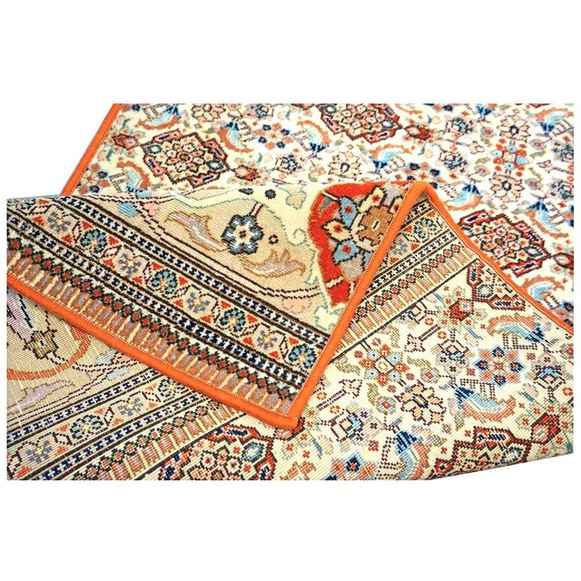 Vintage Persian Tabriz Taba Tabai Wool 3x10 Orange & Ivory Handmade Runner Rug #1144063 For Sale - Image 10 of 12