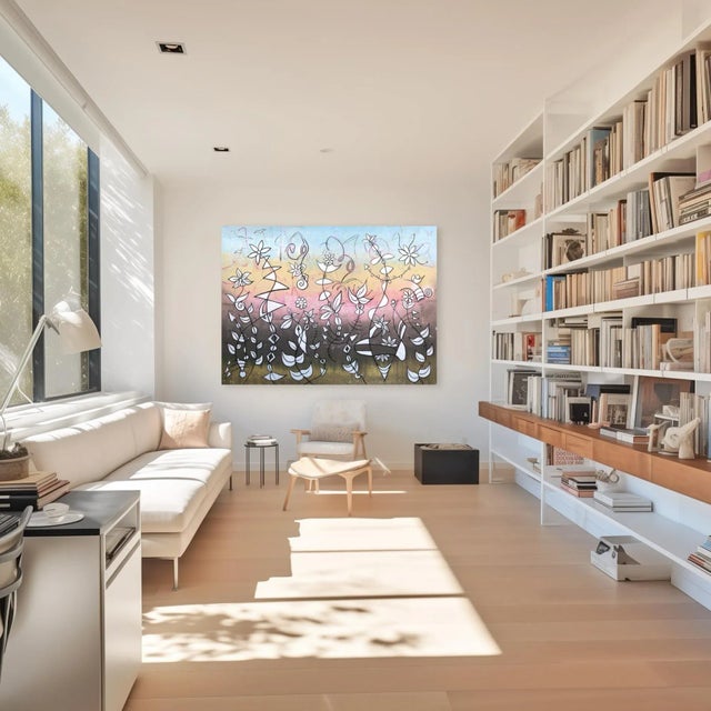 Charcoal Buzzin - Oversized Ready to Hang Mixed Media Original Artwork by Rue Bootay For Sale - Image 8 of 9