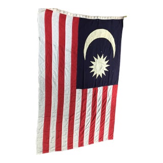 Vintage Large Nautical Cotton Flag of Maylasia For Sale