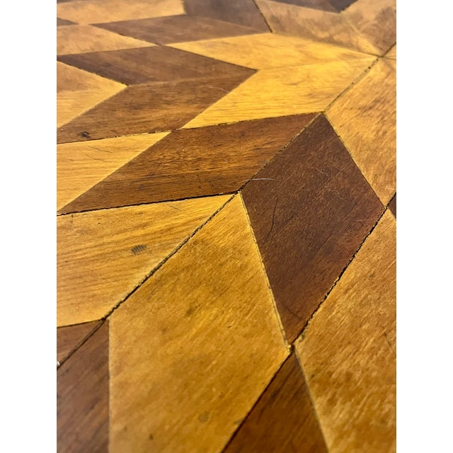 Vintage Texas Folk Art Marquetry Starburst Pedestal End Table | Handcrafted Geometric Inlay | Southwestern Style For Sale - Image 17 of 18