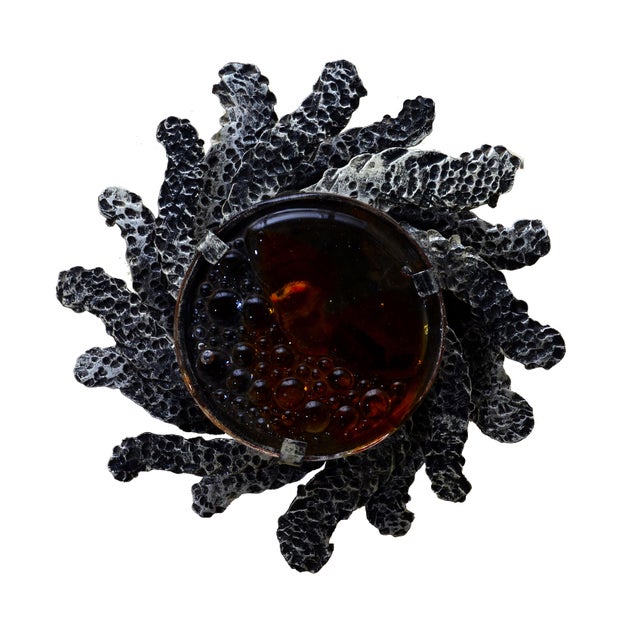 1980s Set 2 Mazzega Murano Italian Brutalist Glass Sconces For Sale - Image 5 of 7