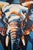A forward-facing elephant rendered in deep blues with warm highlights - quiet power and strong mood. Original one-of-a-...