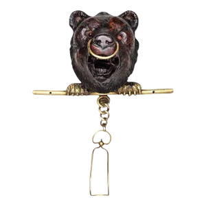 Rustic Antique Black Forest Carved Bear Wall-Mounted Hanger