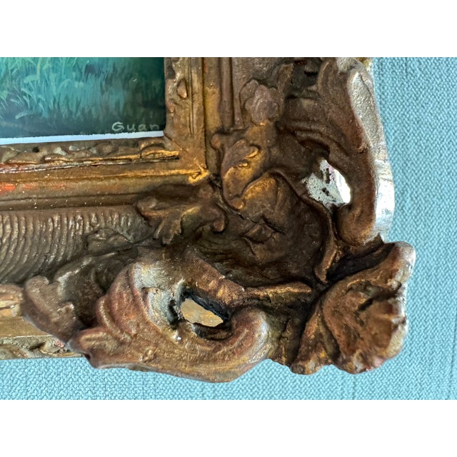 2025 Gouache Forest Light in Antique French Frame For Sale In Houston - Image 6 of 8