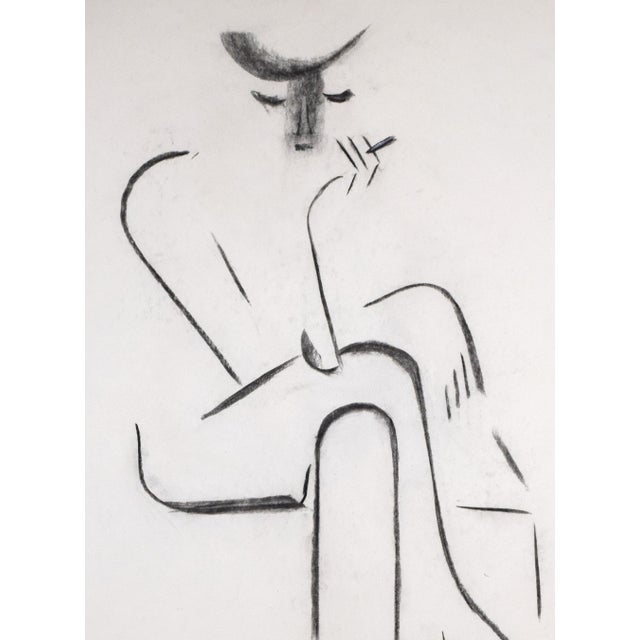 Vintage Minimalist Pop Art Charcoal Figuring Drawing of a Woman For Sale - Image 4 of 6