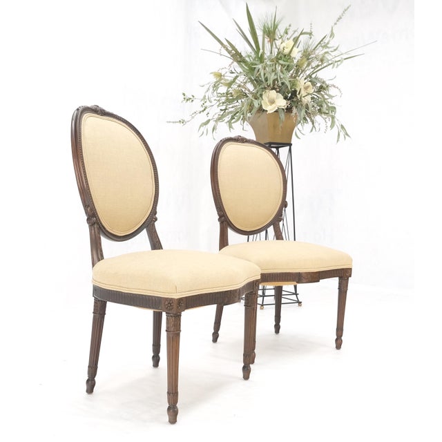 Pair of Finely Carved Walnut Cameo Back Louis XVi Side Fire Chairs New Upholster For Sale - Image 13 of 17