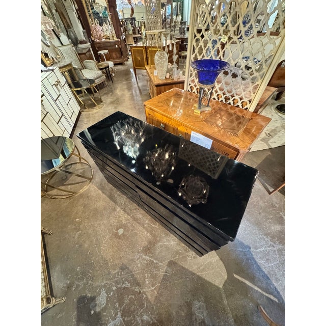 Early 21st Century Jean Claude Mahey Style Black Lacquered and Brass Dresser For Sale - Image 5 of 8