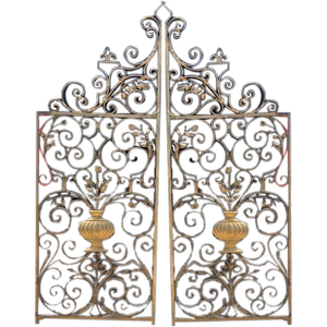 Early 20th Century Pair of 7ft Tall 64 Wide Bronze Gates