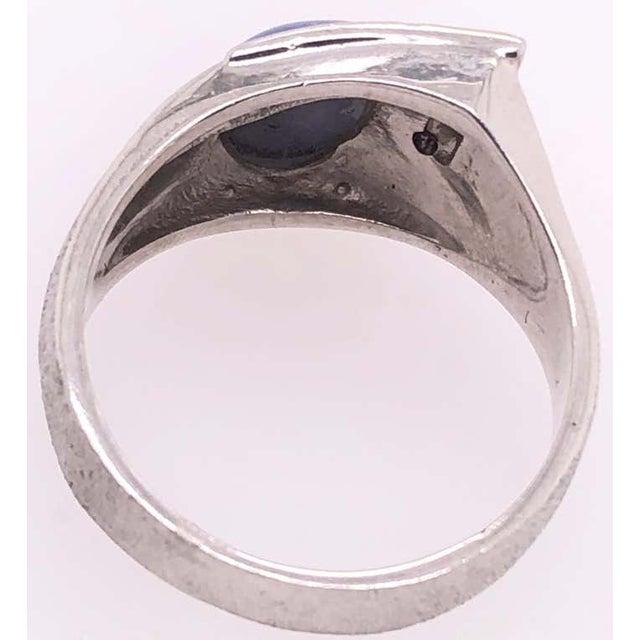 Modern 14 Karat White Gold With Teardrop Sapphire Cabochon Ring With Diamond Accents For Sale - Image 3 of 8