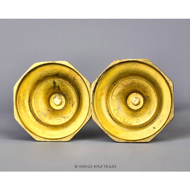 Vintage Brass England Candlestick Holders - Set of 2 For Sale In Greenville, SC - Image 6 of 7