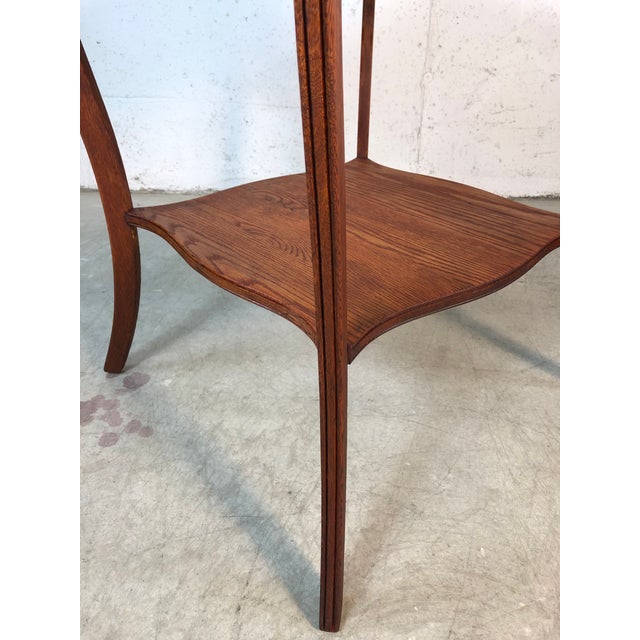 1920s Square Quarter-Sawn Oak Plant Stand For Sale - Image 5 of 11