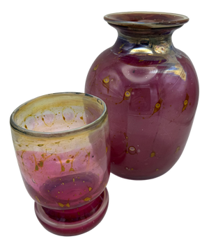 Handmade Iridescent Peacock Glass Vases from Eisch, 1970s, Set of 2