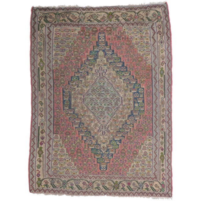 Vintage Persian Bijar Kilim Rug - 4'10 X 6'00 For Sale - Image 9 of 9