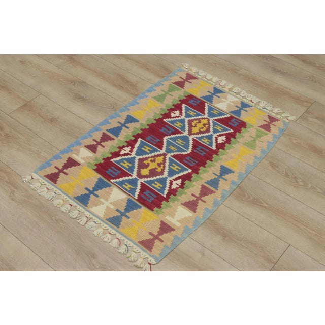 Size: 2.3 x 2.9 ft ( 65 x 90 cm) 25 x 35 inches Color: Organic Natural Dye (Red,Green,Beige,Blue) Material: 100% Hand Spun...