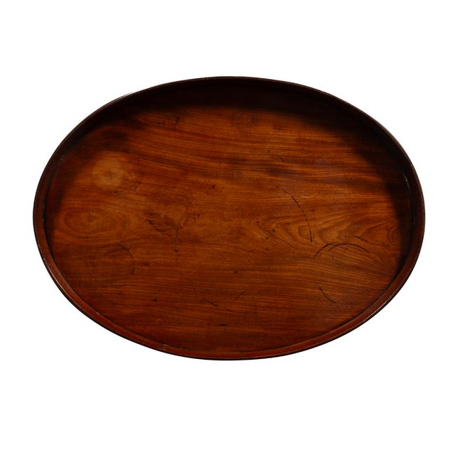 Wood Regency Mahogany and Brass Bound Oval Tray For Sale - Image 7 of 8