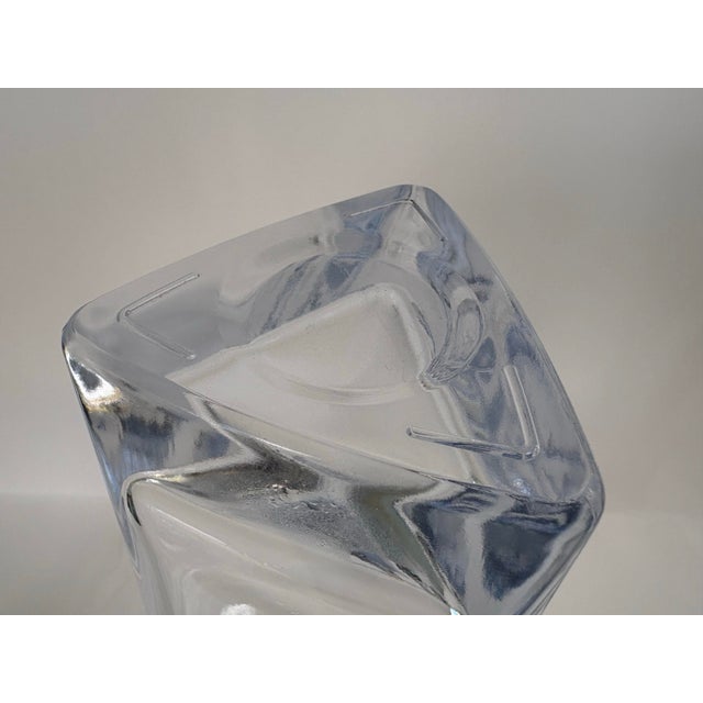 1970s Art Deco / Bohemian Style Heavy Crystal Geometric Liquor Decanter With Faceted Stopper For Sale - Image 4 of 8
