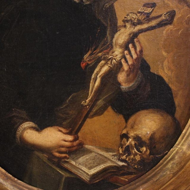 Italian Artist, Oval Portrait of Saint Catherine of Genoa, 1670, Oil on Canvas For Sale - Image 11 of 15