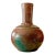 Vintage Signed Studio Pottery Vase With Layered Burnt Umber and Teal Green Glaze For Sale