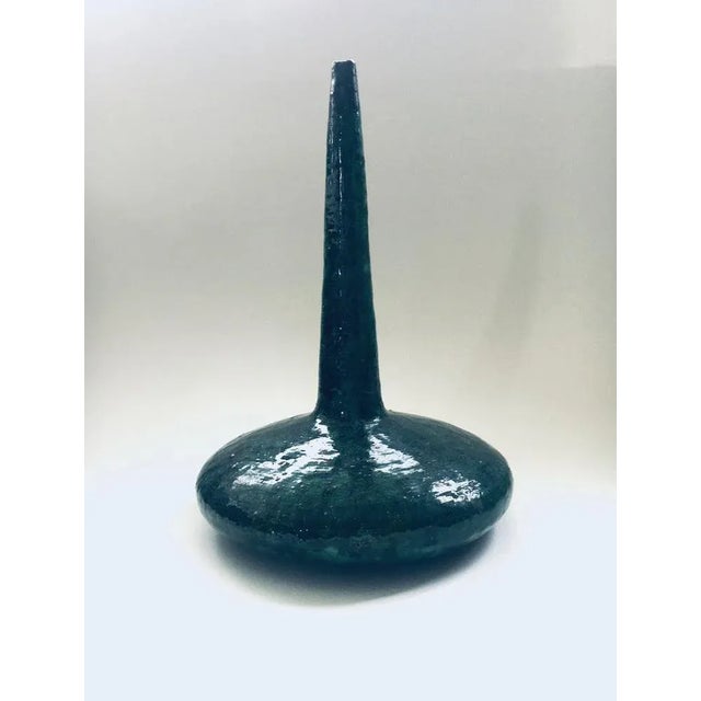 Ceramic Handmade Art Pottery Ceramic Fluted Vase, Belgium, 1970s For Sale - Image 7 of 10