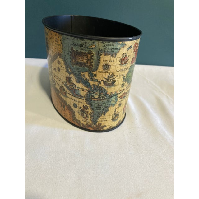 Mid 20th Century Vintage Toleware Small Oval Map Cachepot For Sale - Image 5 of 9