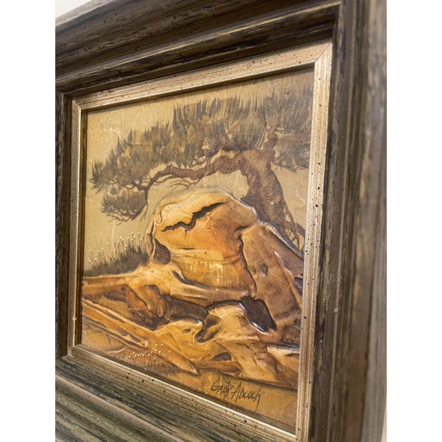 1960s American Southwest Realism Landscape Framed Original Oil Painting by Gary Adcock For Sale - Image 5 of 12