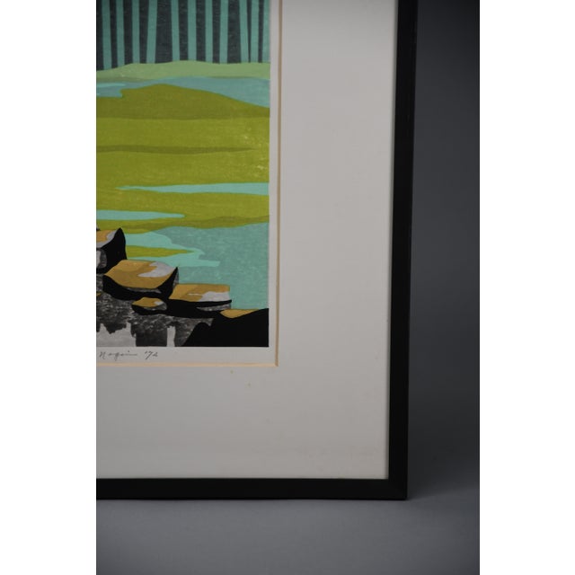 Kyoshi Nagai, Landscape Composition, 1972, Woodblock Print, Framed For Sale - Image 4 of 13