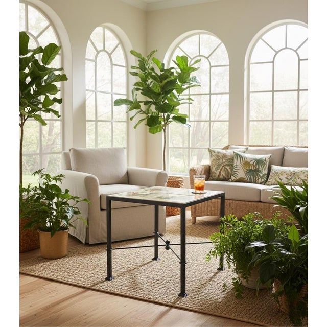 Italian Contemporary Hand-Painted Ceramic Tile Parrot Bistro Table For Sale - Image 12 of 12