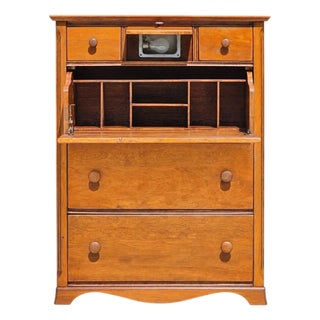 Mid-20th Century Maple "Chest-O-Lite" Dresser & Secretary Desk Combo For Sale