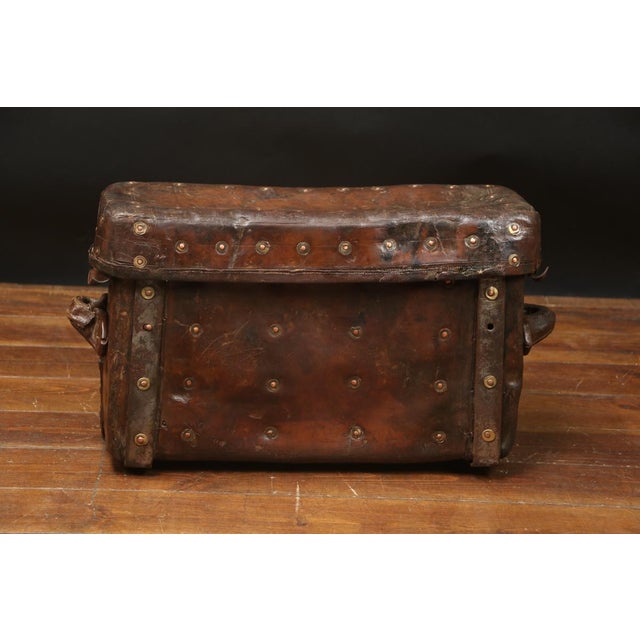 Thick Brown Leather Trunk, 1890s For Sale - Image 9 of 9