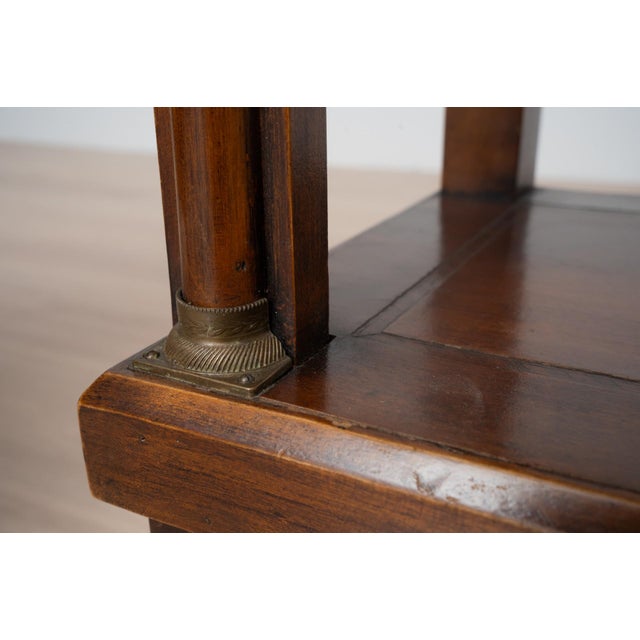 Empire Style Side Tables with Brass Details and Inlaid Tops, 1970s, Set of 2 For Sale - Image 9 of 15