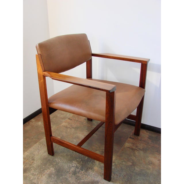 Vintage Scandinavian Armchair in Rosewood and Leather, 1960s For Sale - Image 12 of 14
