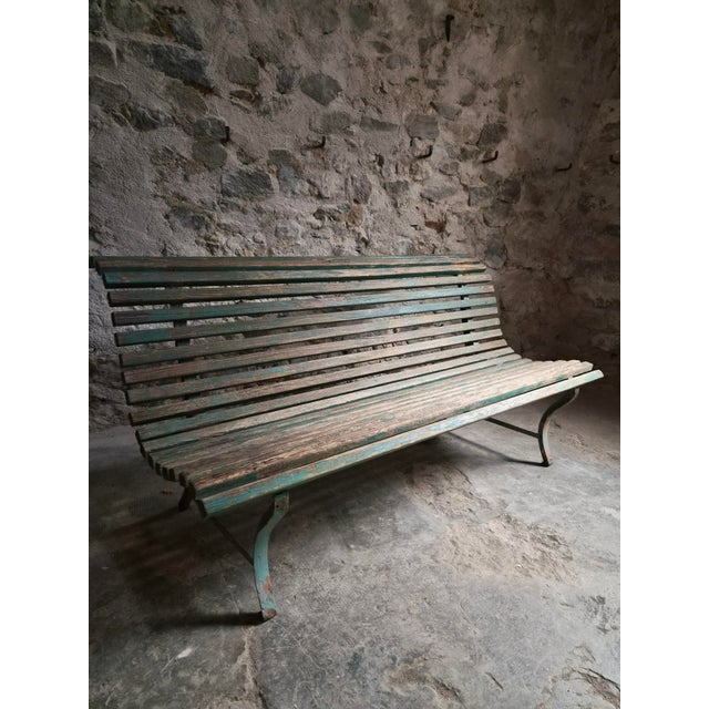 French Garden Bench in Wood and Iron, 1950s For Sale - Image 14 of 18